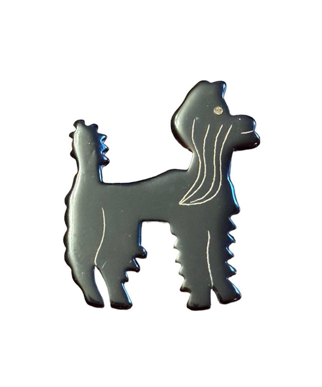 Little black bakelite afghan dog brooch