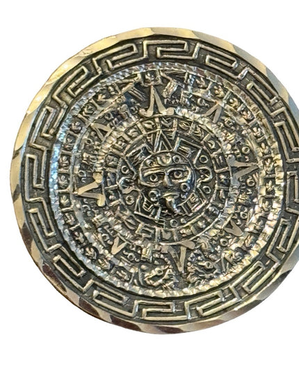 Vintage sterling silver Patricia Mexixo 925 Aztec Mayan Calendar brooch pendant