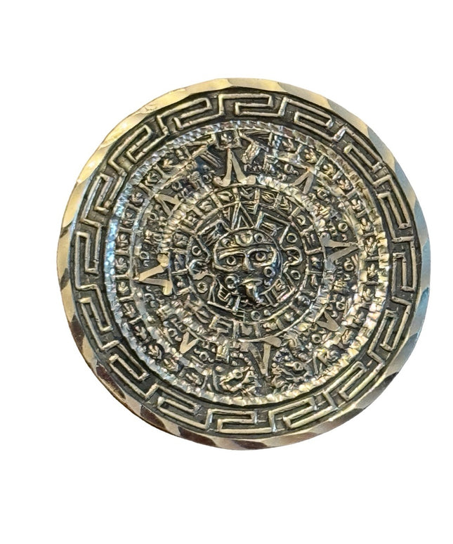 Vintage sterling silver Patricia Mexixo 925 Aztec Mayan Calendar brooch pendant