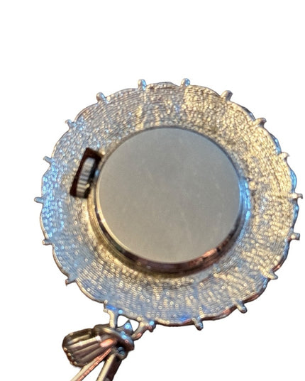 Vintage 1960s silver finish Vendome Wind up necklace warch starburst design