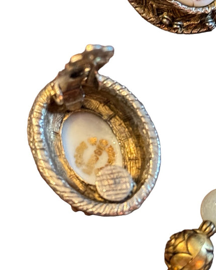 Mid Century vintage LIMOGES Necklace & Eareings SET cryatals gold art deco style