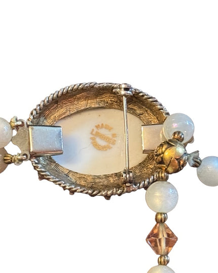 Mid Century vintage LIMOGES Necklace & Eareings SET cryatals gold art deco style