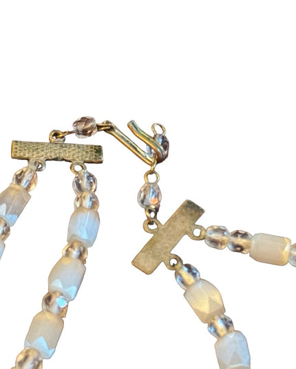 Vintage 1940s Clear CZECH cut crystal double bead necklace