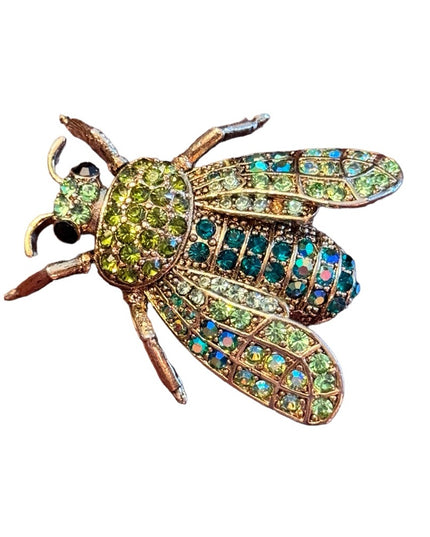 Lovely gold finish crystal embellished insect bug broocb