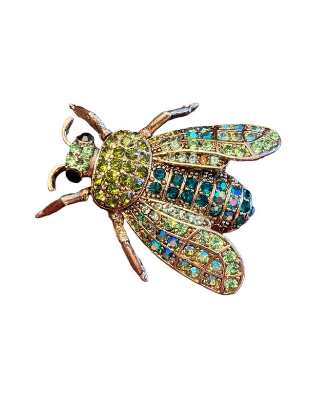 Lovely gold finish crystal embellished insect bug broocb