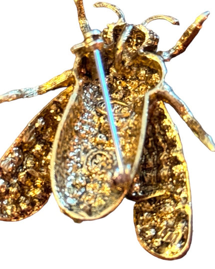 Lovely gold finish crystal embellished insect bug broocb