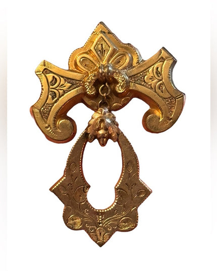 Antique Gold fillled Etched Victorian Taille d'Epargné heirloom brooch