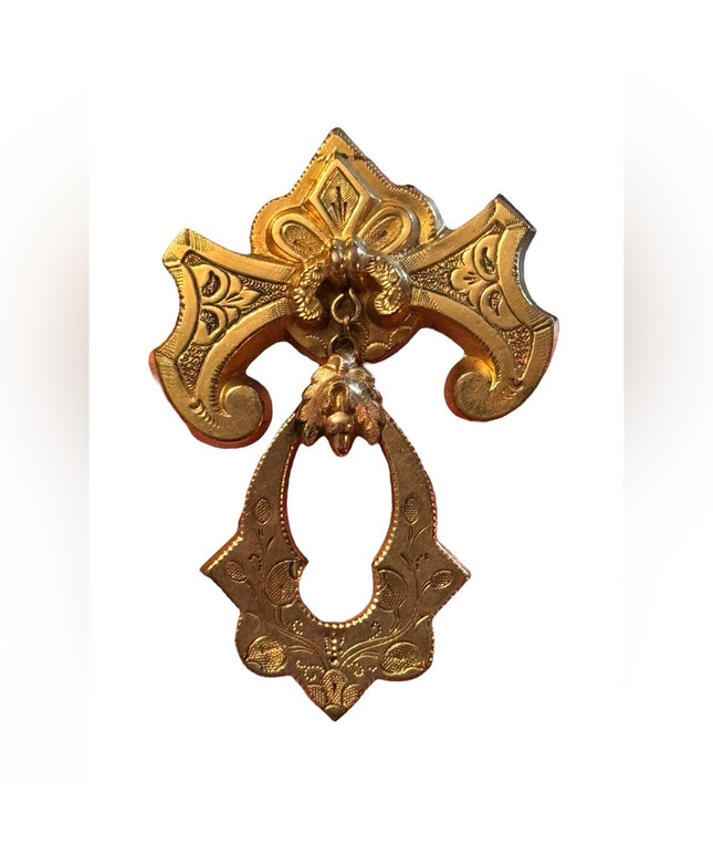 Antique Gold fillled Etched Victorian Taille d'Epargné heirloom brooch