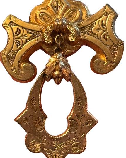 Antique Gold fillled Etched Victorian Taille d'Epargné heirloom brooch