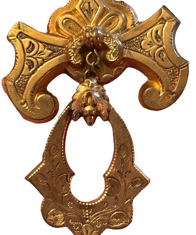 Antique Gold fillled Etched Victorian Taille d'Epargné heirloom brooch
