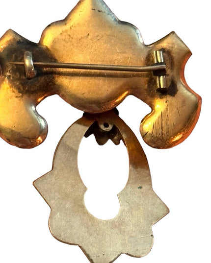 Antique Gold fillled Etched Victorian Taille d'Epargné heirloom brooch