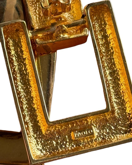 Vintage Paulo Italy Gucci Gold finish runway geometric square clip on earrings