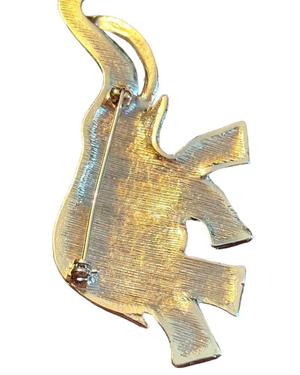 Vintage gold finish textured elephant brooch