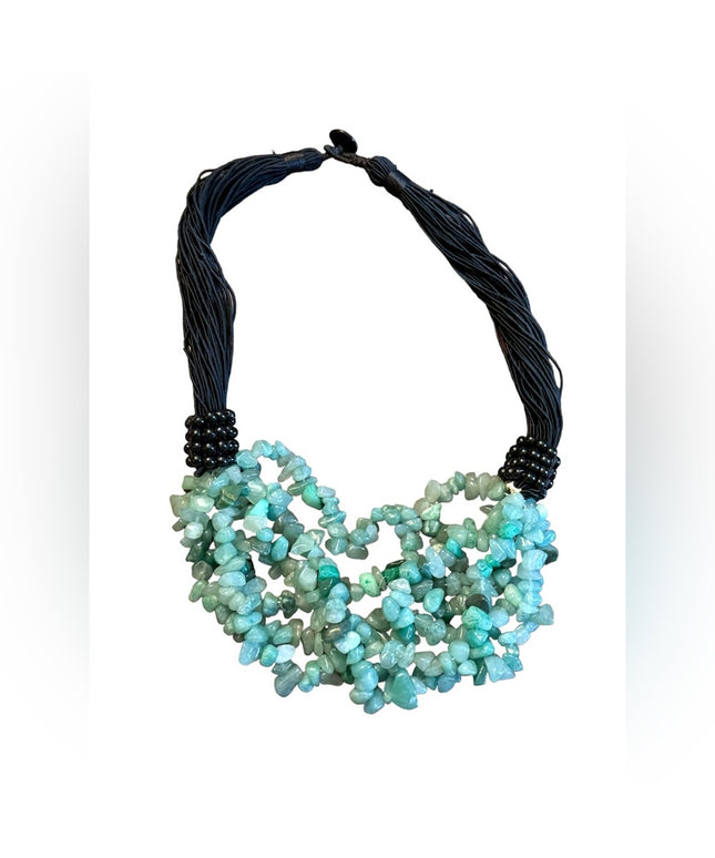 Lovely multi strand handmade adventurine chip stone bead necklace