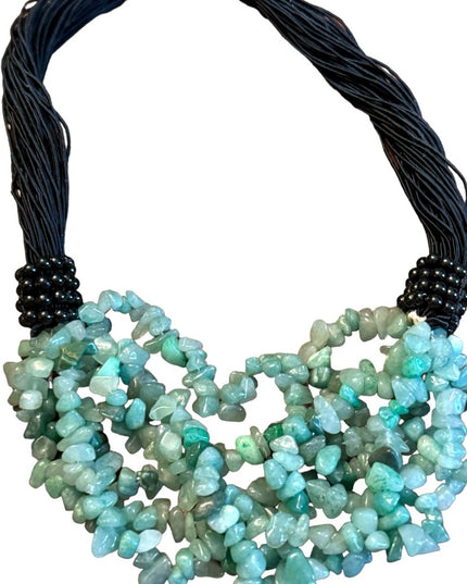 Lovely multi strand handmade adventurine chip stone bead necklace