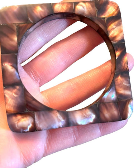 Vintage square shell inlay bangle bracelet