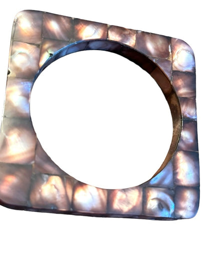 Vintage square shell inlay bangle bracelet