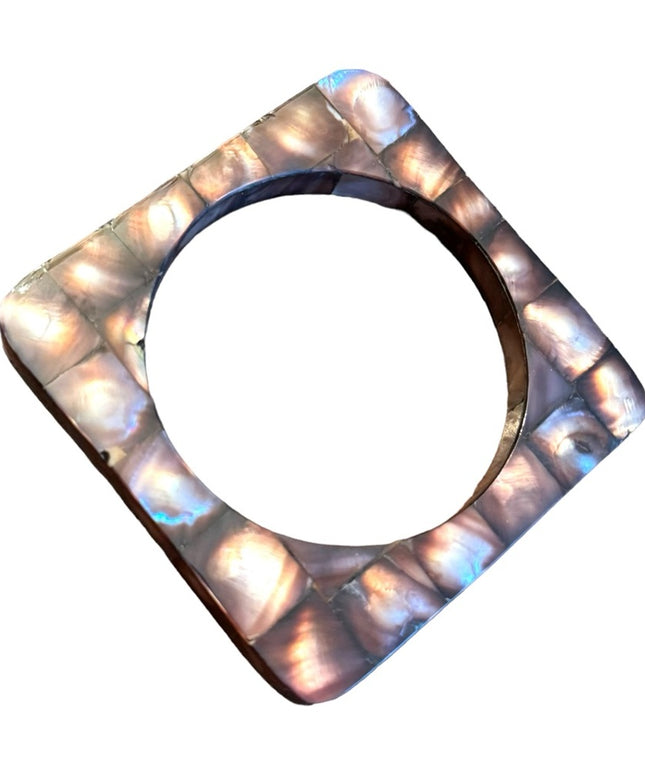 Vintage square shell inlay bangle bracelet
