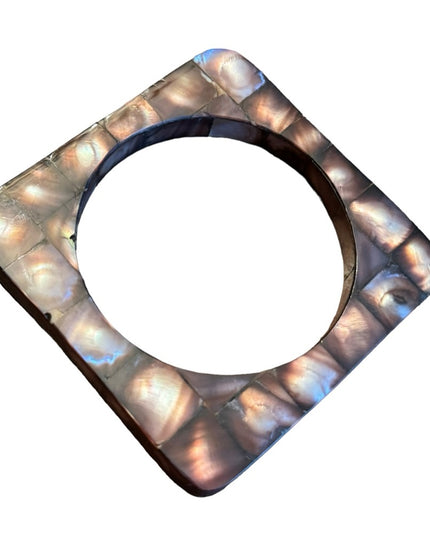 Vintage square shell inlay bangle bracelet