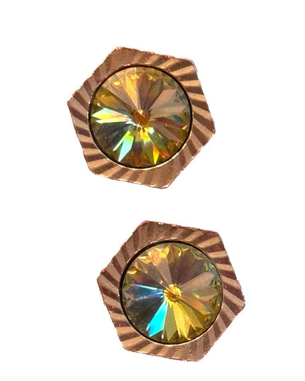 Vintage chunky large glass mens fancy cufflinks