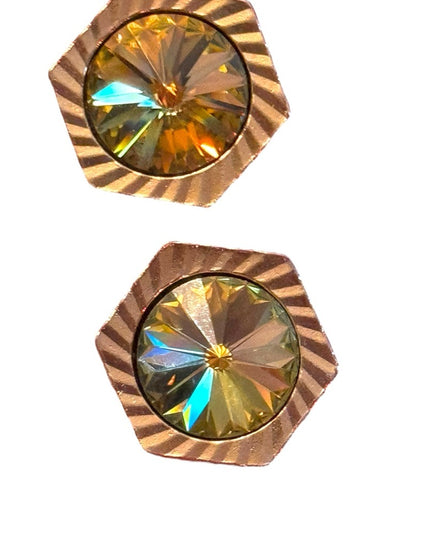 Vintage chunky large glass mens fancy cufflinks