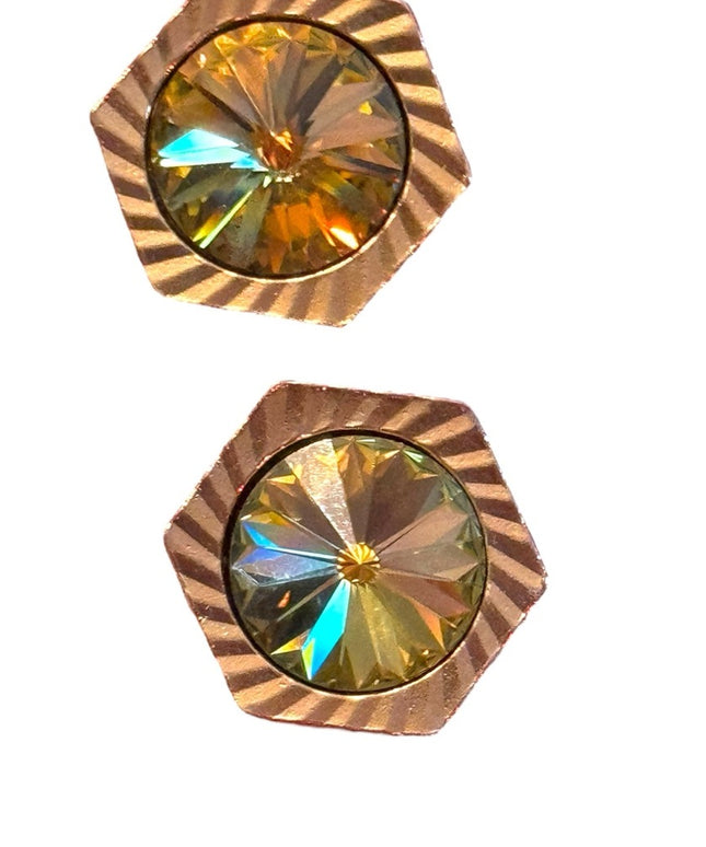 Vintage chunky large glass mens fancy cufflinks