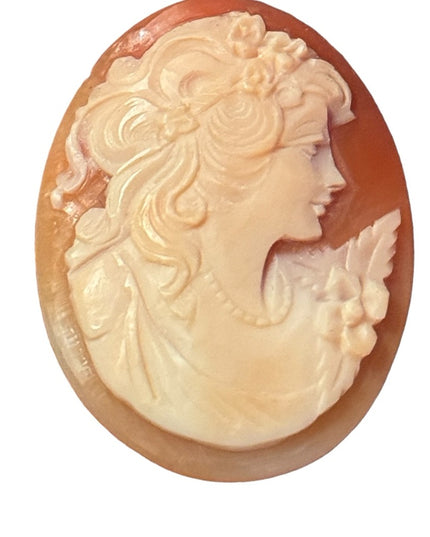 Vintage unframed carved shell cameo lady