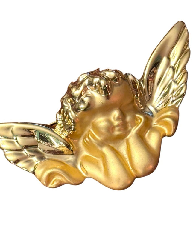 Vintsge 1980s brushed gold plt Raphaels angels fabcy brooch