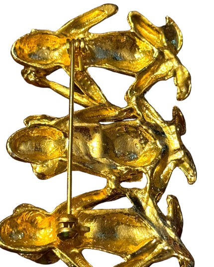 Fun Gold finish 3  wise monkeys detailed LG  brooch