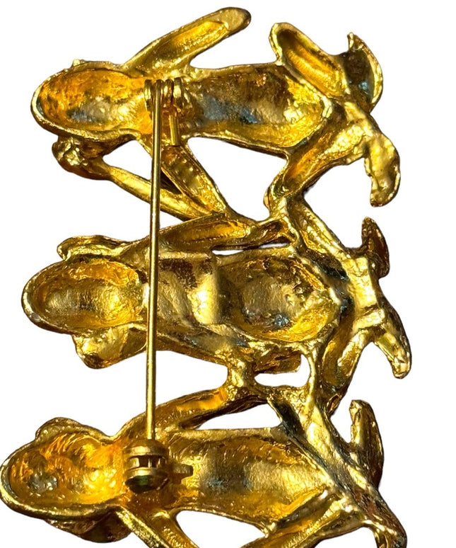 Fun Gold finish 3  wise monkeys detailed LG  brooch
