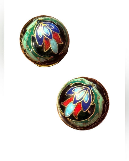 Vintage Cloissone domed fancy gold plt clip on earrings