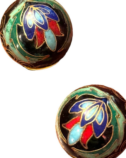 Vintage Cloissone domed fancy gold plt clip on earrings