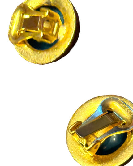 Vintage Cloissone domed fancy gold plt clip on earrings