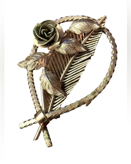 Vintage mid century sterling silver 925 Boyd Bond rose ornate brooch