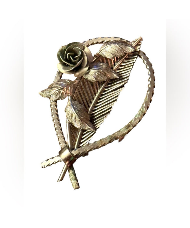 Vintage mid century sterling silver 925 Boyd Bond rose ornate brooch