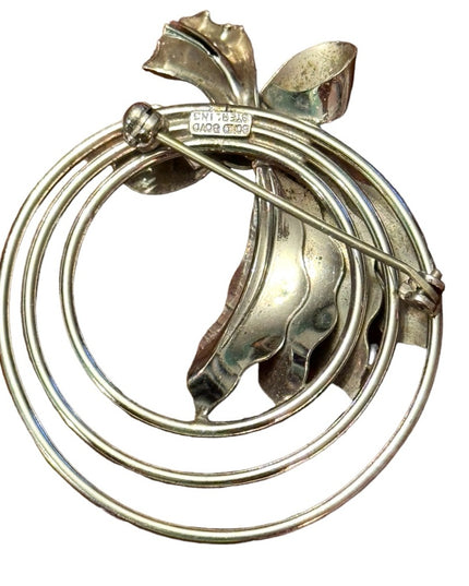 Vintage sterling silver 925 Boyd Bond bow fancy brooch