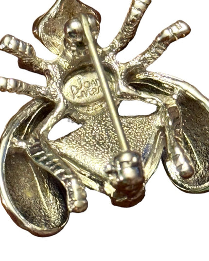 Joan Rivers purple crystal fly bug insect brooch silver finish