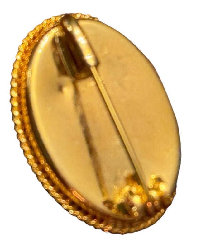 Vintage Italy Italian Glass mosaic flowers gold finish brooch