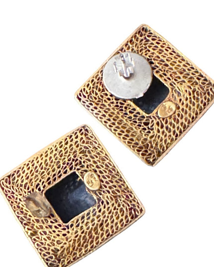 Antique Chinese export filagree Lapis gold plt sterling silver enameled earrings