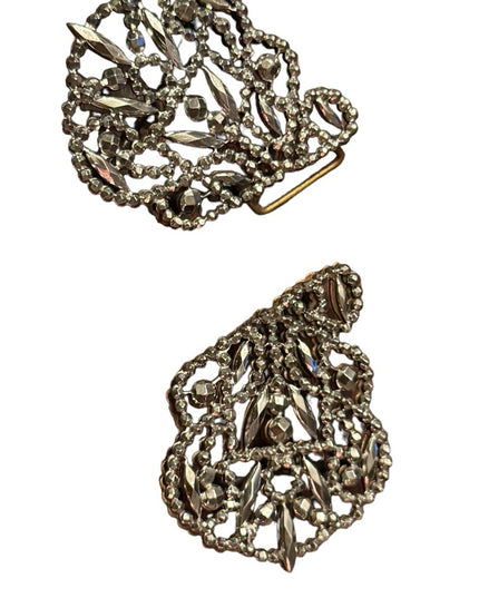 Antique France Victorian ornate Steel Cut 1800s  Haute Couture Belt Buckle set