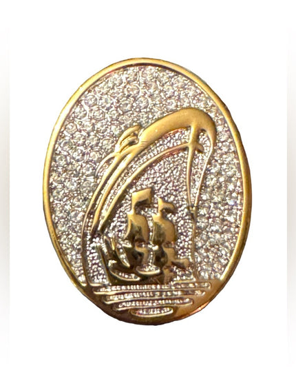 Vintage Holland America gold Cruise Ship Brooch Swarovski Crystals Lapel