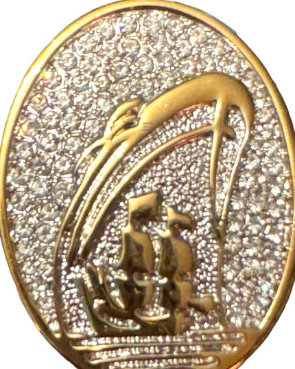 Vintage Holland America gold Cruise Ship Brooch Swarovski Crystals Lapel