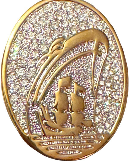 Vintage Holland America gold Cruise Ship Brooch Swarovski Crystals Lapel