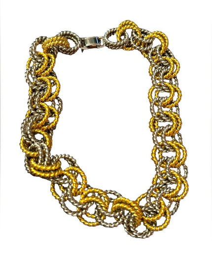 Vintage aubstancial gold and silver chunky link GW necklace