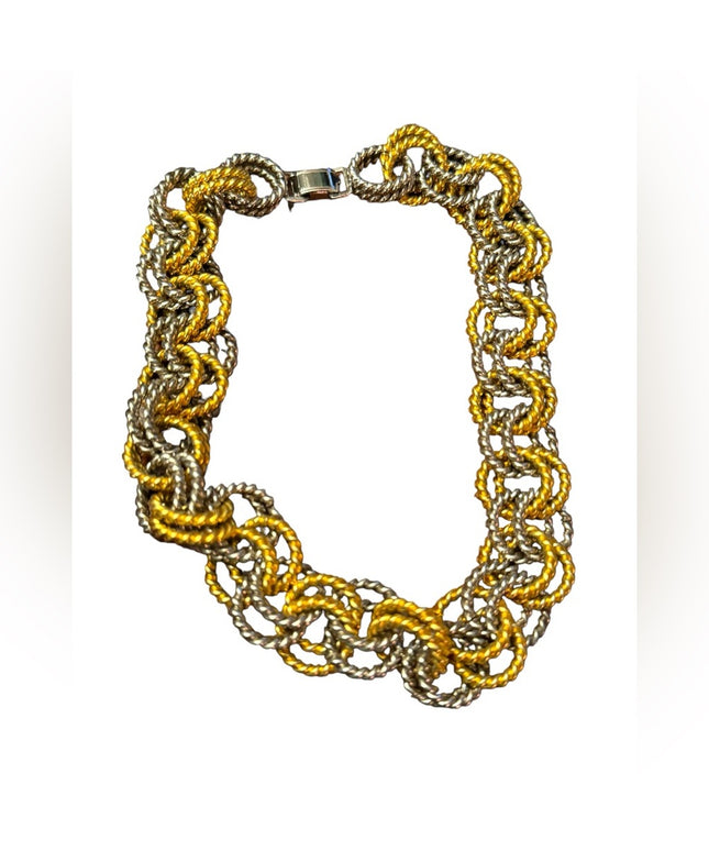 Vintage aubstancial gold and silver chunky link GW necklace