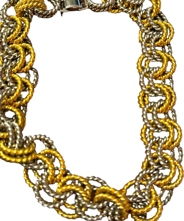 Vintage aubstancial gold and silver chunky link GW necklace