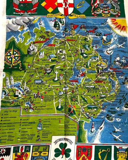 Vintage mid century pure Irish Linen LN Northern Ireland tea towel