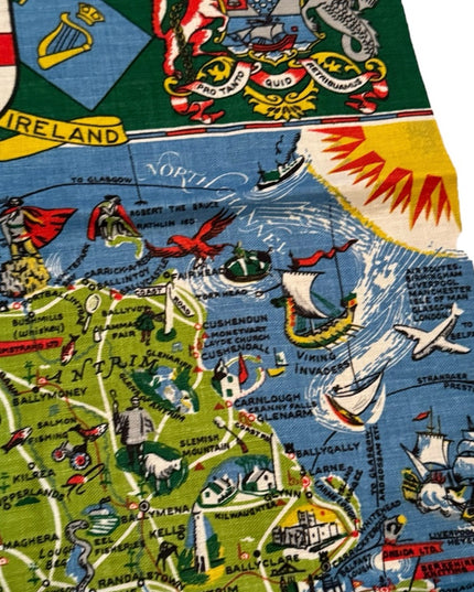 Vintage mid century pure Irish Linen LN Northern Ireland tea towel