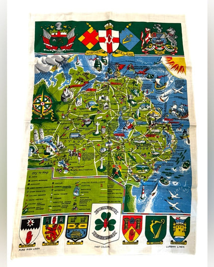 Vintage mid century pure Irish Linen LN Northern Ireland tea towel