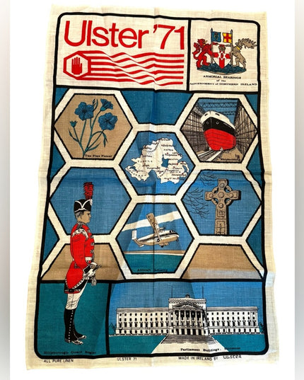 Vintage Ulster 71 Ireland Linen tea towel Northern Irish